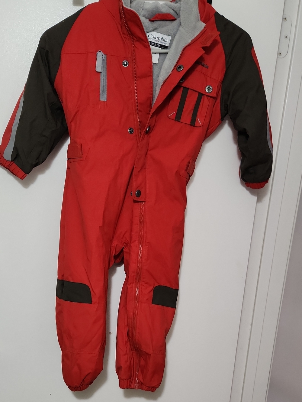 Columbia Toddler Snowsuit- Red Exterior with Light Gray Fleece Sz 3T